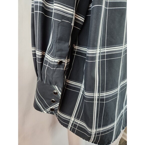 Vtg Flying Hoss‎ Ranch Wear Pearl Snap Shirt Western Guitar Skater Plaid XL XXL - Picture 6 of 16